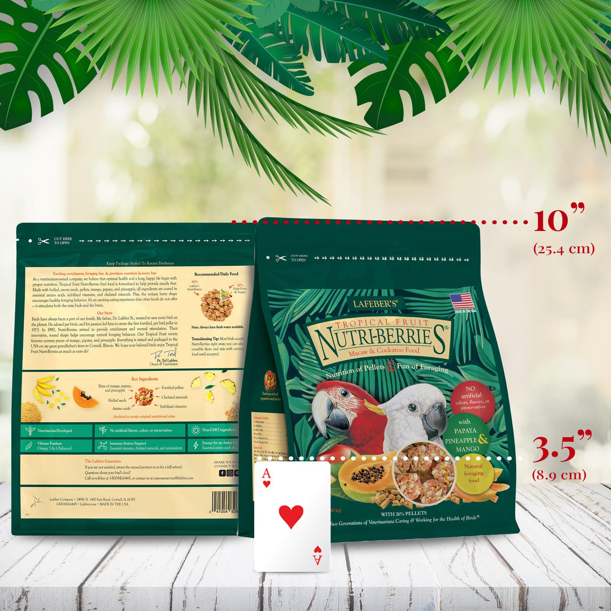 LAFEBER'S Tropical Fruit Nutri-Berries Pet Bird Food, Made with Non-GMO and Human-Grade Ingredients, for Macaws and Cockatoos, 3 lb