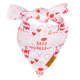 Remy+Roo Valentines Dog Bandana- 2 Pack | Premium Durable Fabric Valentines Bandanas for Dogs | Adjustable Fit | Multiple Sizes Offered (X-Large, XOXO)