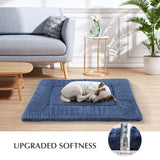 BVAGSS Reversible Dog Crate Pad, Memory Foam Pet Bed Mat, Soft Warm Machine Washable Sleeping Kennel Mattress for Small Medium Dogs XH079 (24''x18''x1.6'',Navy)