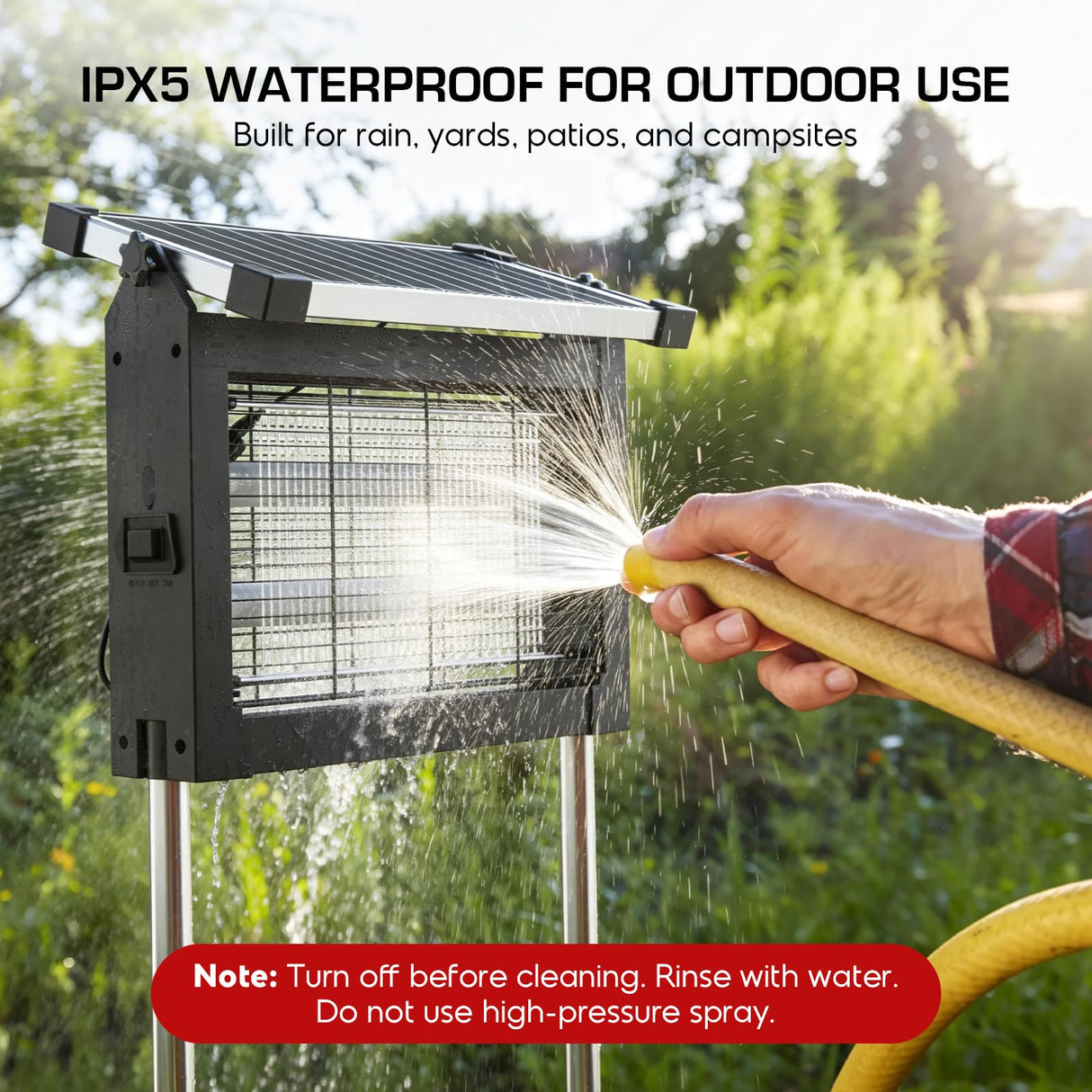 Solar Bug Zapper Outdoor Waterproof, 4500V High Power Cordless Mosquito Zapper with Smart Light Sensor, Dual Solar & USB Rechargeable Insect Killer for Patio, Garden, Backyard, Indoor & Outdoor Use