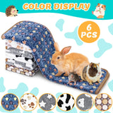 Eilyliafe 6 Pcs Guinea Pig Blankets Bedding Small Animal Cage Liners Sleep Mat Absorbent Reusable Pet Pee Bedding Pad Cover for Hamster Ferret Chinchilla Rabbit Hedgehog (14 x 28 Inch)