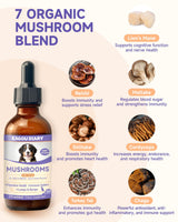Mushroom for Dogs - with Turkey Tail Mushroom for Dogs, Lion’s Mane, Shiitake, Supports Joint & Gut Health, Enhances Energy, Lumps & Bumps Supplement,Organic Mushrooms Supplement for Dog, 60ml Drop