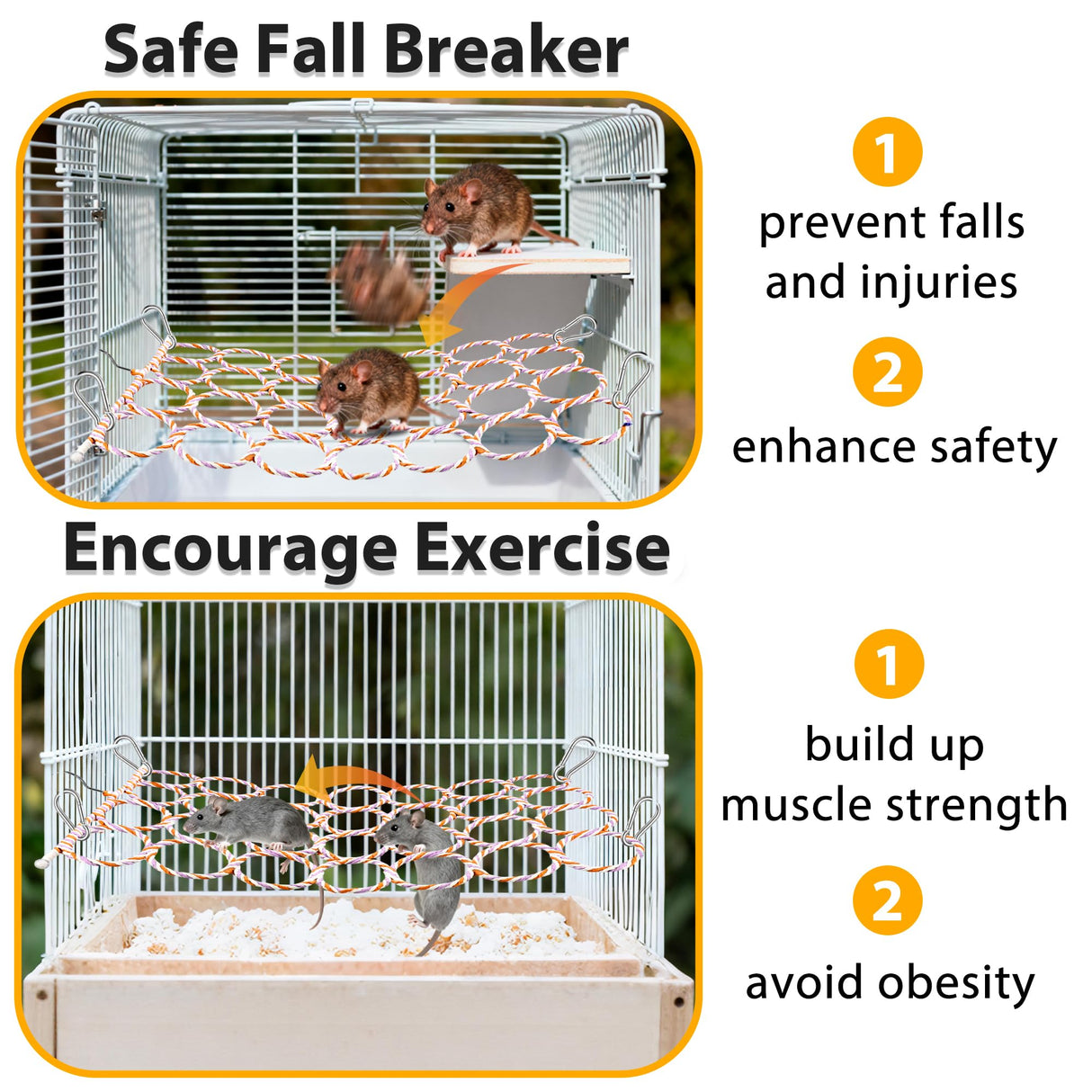 Jevnd 1Pcs Rat Climbing Rope Net Toy for Cage, Bird Hemp Rope Perch Swing, Ladder Rope Bridge Hanging Hammock, Small Animal Activity Toy for Mouse, Mice, Parrot, Bird (Random Color)