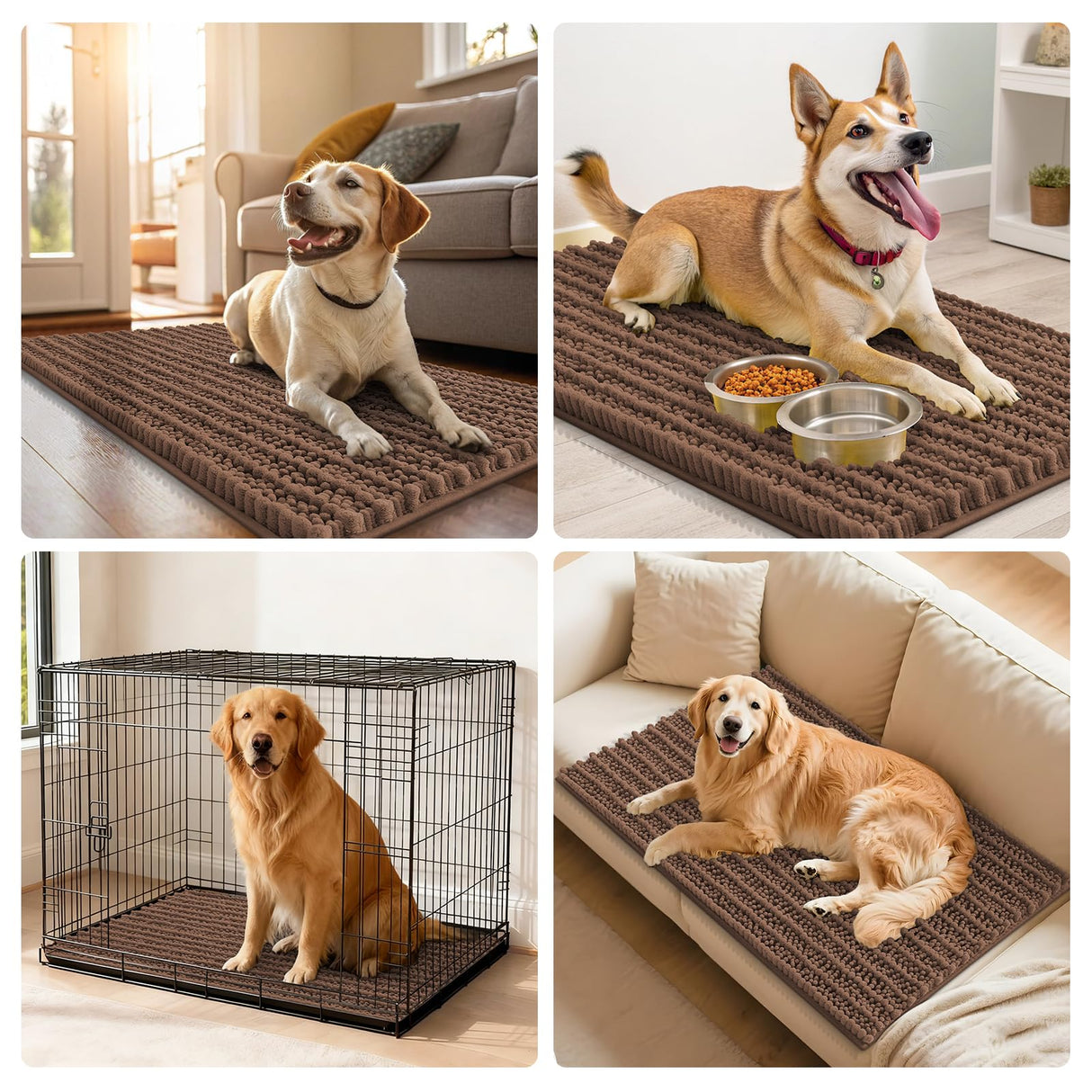 Smiry Dog Door Mat for Muddy Paws 30x20, Extra Soft Absorbent Chenille Doormat, Trap Moisture and Dirt, Non-Slip Machine Washable Front Door Mat for Indoor Entrance Inside Floor, Mocha