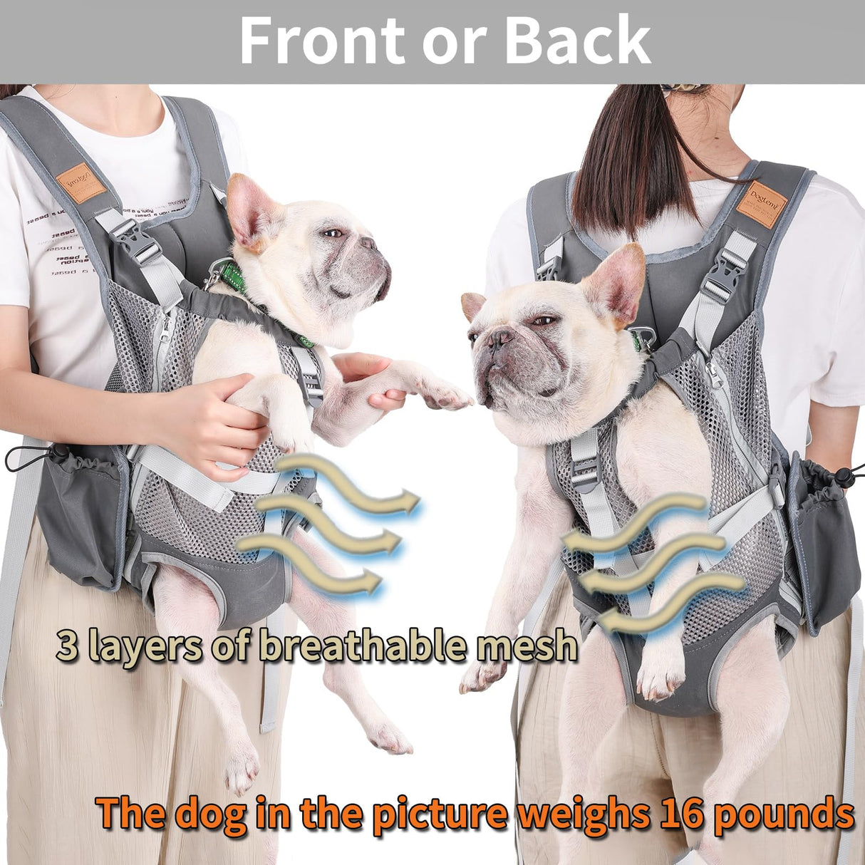 Dog Carrier Backpack - Legs Out Front Facing Pet Carrier Backpack for Small Medium Dogs, Hands-Free Dog Front Carrier, Easy-fit Adjustable Dog Carrying Backpack for Walking Hiking Bike and Motorcycle