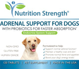 Nutrition Strength Adrenal Support for Dogs, Support for Dogs with Cushing's Disease, Maintain a Healthy Coat and Skin, Promote Normal Urination, Thirst and Appetite, 120 Chewable Tablets