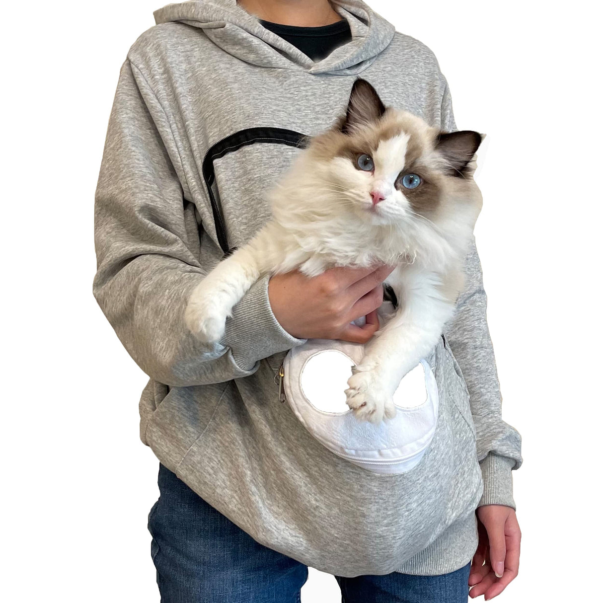 BOMBAXCEIBA Cat Dog Carrier Sweater Puppy Kitten Pouch Hoodies Kitty Carrying Kangaroo Sweatshirt (Gray,M)