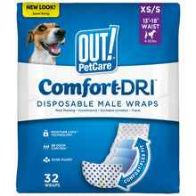 Load image into Gallery viewer, Out! PetCare Disposable Dog Diapers Male, Puppy Belly Band, Potty Training, Doggie Diapers, Belly Bands for Male Dogs, Puppy Training, Incontinence, (XS/S, 32ct)

