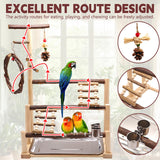 Bird Playground, Natural Wooden Parrot Stand with Feeding Cup, Swing, Chew Toy, and Other Cage Accessories. Bird Perch for Most Birds Including Cockatiels, Budgerigars, Grey Parrots, and More