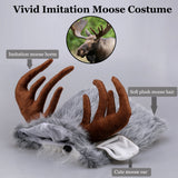 Onmygogo Funny Dog Halloween Costumes, Cute Furry Pet Wig for Halloween Christmas, Pet Clothing Accessories (Moose, Size M)