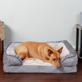 Furhaven Orthopedic Dog Bed for Medium/Small Dogs w/ Removable Bolsters & Washable Cover, For Dogs Up to 35 lbs - Plush & Velvet Waves Perfect Comfort Sofa - Granite Gray, Medium