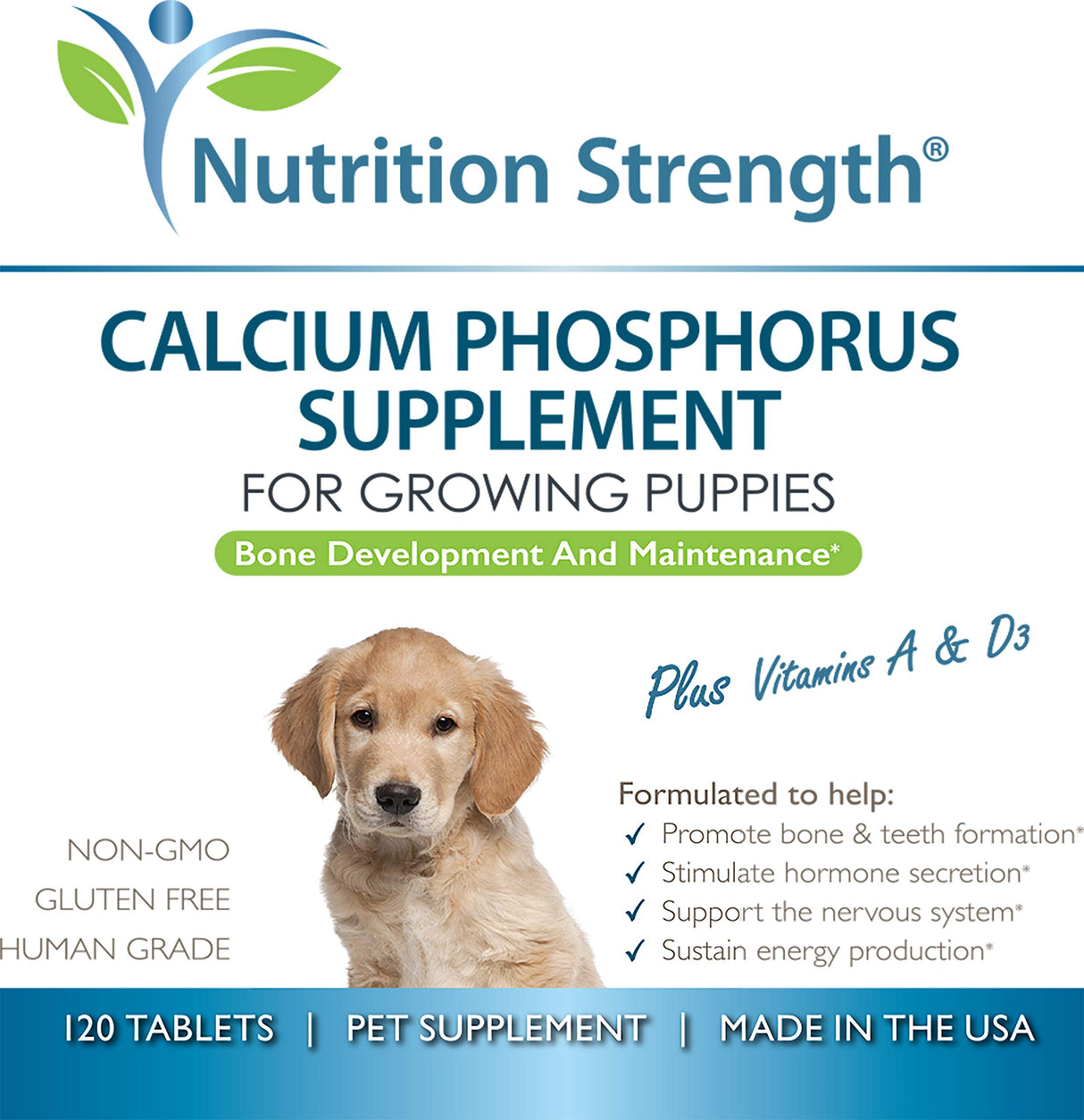 Nutrition Strength Calcium Phosphorus for Dogs Supplement, Provide Calcium for Puppies, Promote Healthy Dog Bones and Puppy Growth Rate, Dog Bone Supplement, 120 Chewable Tablets