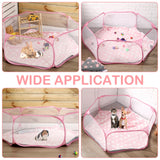 VitalCozy Hamster Playpen with Mat Small Animal Cage Tent Breathable Transparent Guinea Pig Playpen Waterproof Portable Yard Fence Mat Foldable Exercise Playpen Outdoor Indoor (Pink,Star)