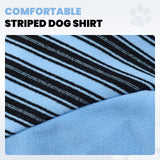 Fleece Dog T-Shirt with Leash Ring Lightweight Stretchy Dogs Clothes Striped Short Sleeves Pet Sweatshirt Soft Dog Shirts for Large Dogs Border Collie,Golden Retriever,Doberman（Blue,6X-Large）