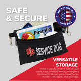 ActiveDogs Service Dog Bag with Zipper - 7" x 5" Clip-On Pouch with Embroidered Red Medical Alert Symbol for Easy Identification & Storage - Service Dog Accessory for Harness, Vest & More