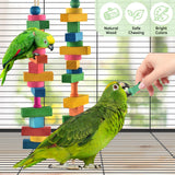 DBNESS Bird Toys for Parrot, 165 Pcs Colorful Multi-Shaped DIY Wooden Blocks Craft, Birds Cage Chewing Playing Training Toy for Cockatoos, Macaws, African Grey and Small Medium Parrots
