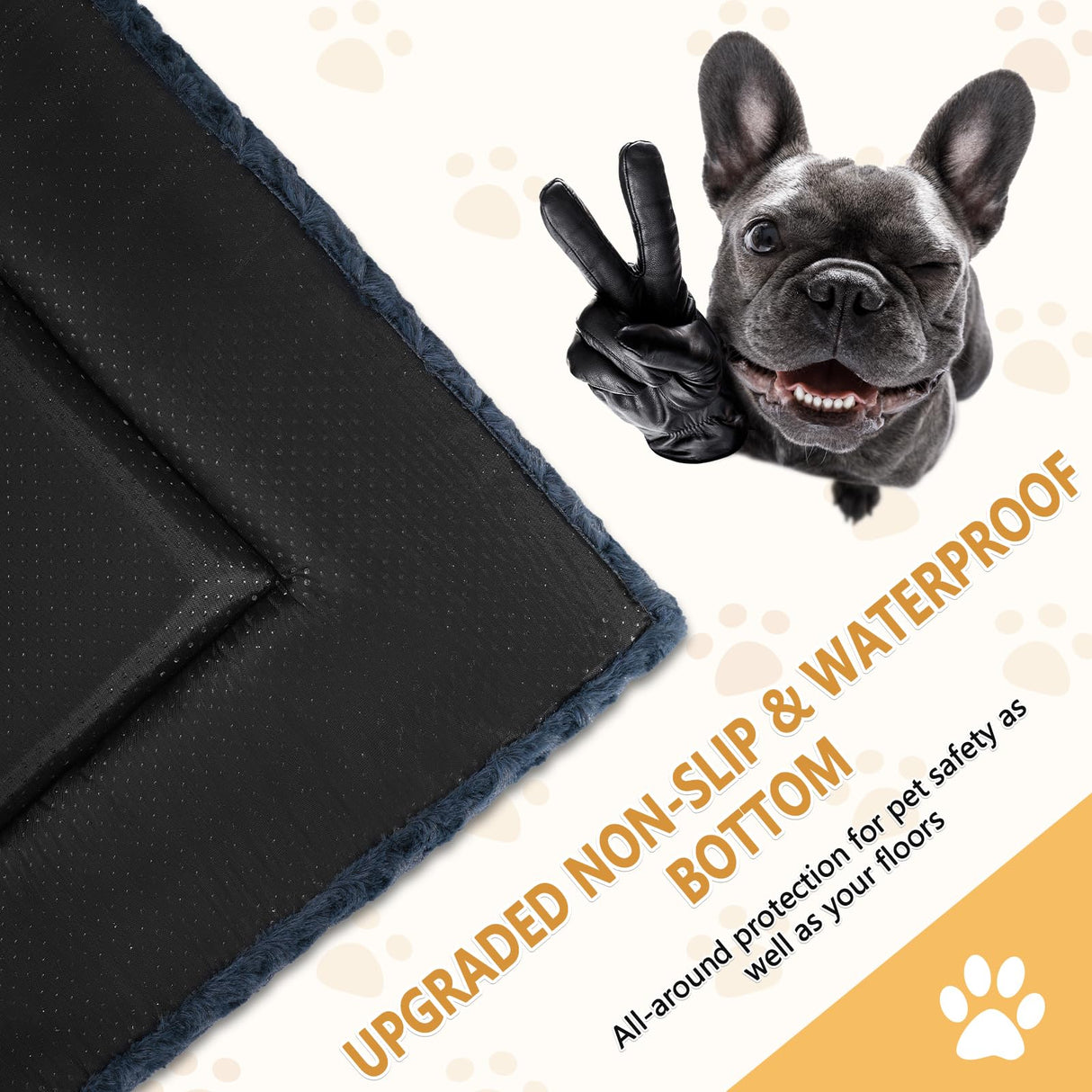 WagWonders Dog Bed Mat Washable Reversible Dog Crate Pad Soft Fluffy Pet Kennel Beds with Anti-Slip Bottom Dog Cat Sleeping Mattress for Small Medium Dogs, 29x18x1.5 Inch, Gray