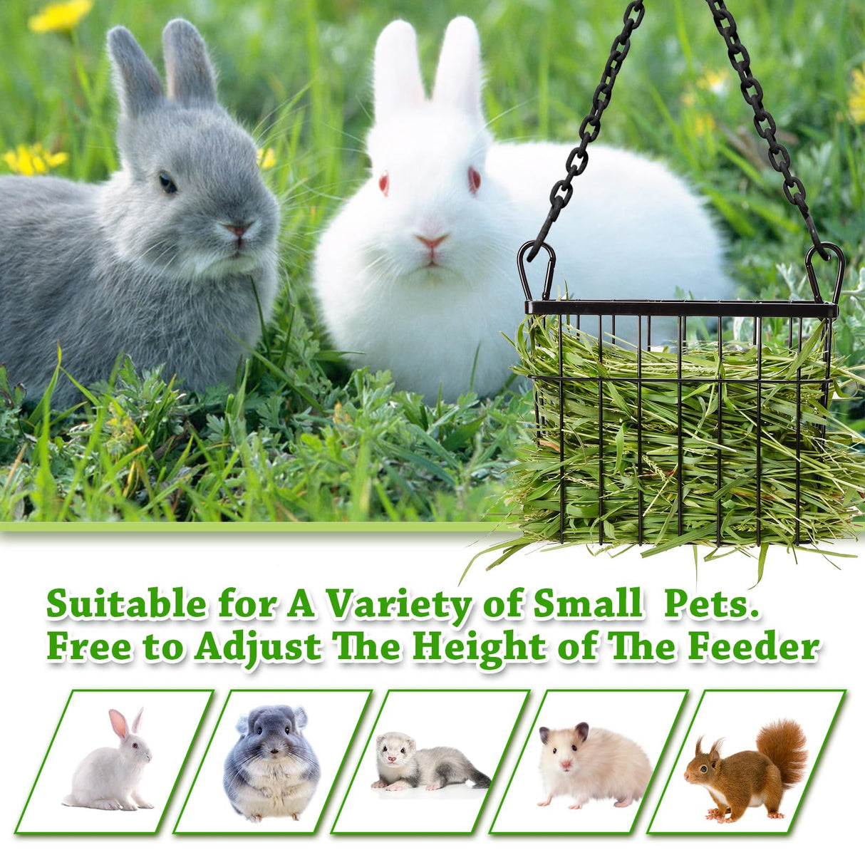 SANGLE SOPFFY Rabbit hay Feeder Small Animal Feeding Set with 350ml Water Bottle, Hay Rack, Pellet Dish for Guinea Pigs, Chinchillas, Bunny- Multifunctional Pellet Food Bowl Dispenser