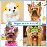 Mruq pet 80pcs Dog Flower Bows, Bulk Holiday Small Dog Hair Bows with Rubber Bands, Mix Cute Bunny Pattern Puppy Dog Bows for Festival Pet Dog Cat Hair Grooming Accessories