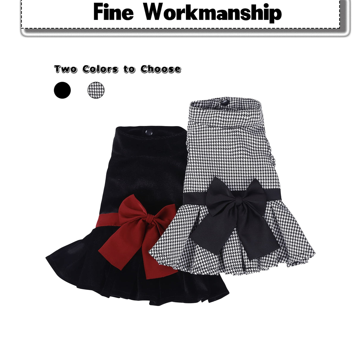 Dog Dress with Bowknot, Fashional All Weather Puppy Clothes Wedding Holiday Princess Pet Dresses for Small Dogs Cats Girl (White&Black, Small)