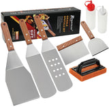 ROMANTICIST 8pcs Professional Griddle Accessories Kit - Heavy Duty Stainless Steel Grill Spatula Set for Grill Griddle Hibachi Flat Top Outdoor Cooking - Great Grill Gift on Birthday Wedding