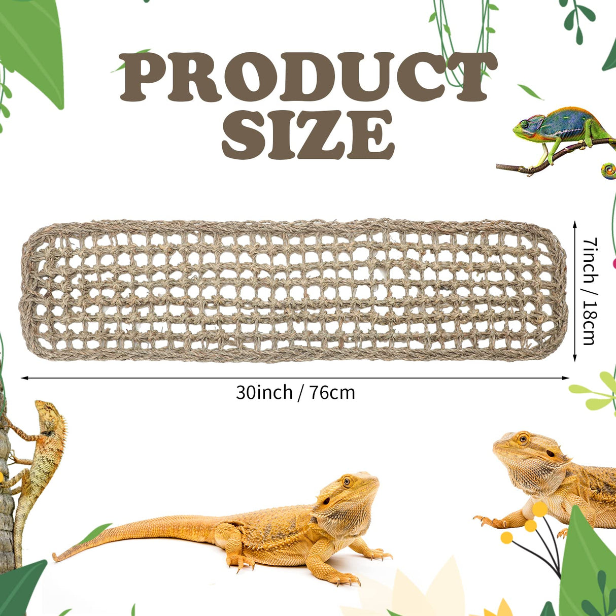 Silkfly 2 Pieces Bearded Dragon Hammock Lizard Reptile Climbing Lounger Seagrass Fiber Habitat Tank Accessories Jungle Toys for Hermit Crab Gecko Snake Iguana Amphibian