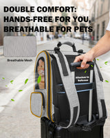 Cat Backpack Carrier with Detachable Round Play Tunnel, 2 in 1 Expandable Cat Backpack with Breathable Mesh,Cat Carrying Backpack for Cat 17lbs & Small Dog 13lbs,Grey Orange.
