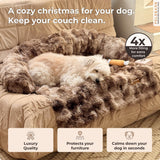 Pelsbarn Dog Bed for Couch, Luxurious Sofa Bed for Dogs with Non-Slip Oxford Bottom - Faux Rabbit Fur with Removable Cover, Small, Latte Swirl Color - 28x28 in