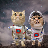 FLAdorepet Dog Astronaut Standing Costume with Pet Hat Cat Halloween Christmas Party Costume Outfits Funny Dog Clothes for Chihuahua Bulldog (Sliver, Large(Pet 10-16Lbs))