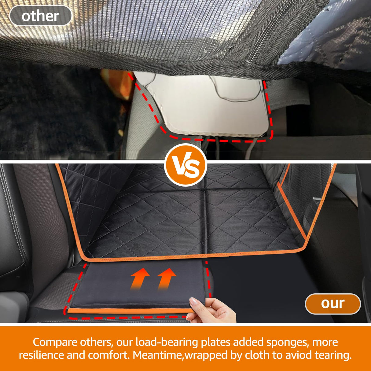 iBuddy Truck Seat Extender for Dog Hard Bottom Seat Cover Split Design Offer Large Space Protects Leather Seat from Scratch, Hair, Waterproof Pickup Truck Seat Cover for Silverado/GMC/Ram/F150 F250