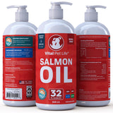 Salmon Oil for Dogs & Cats - Healthy Skin & Coat, Fish Oil, Omega 3 EPA DHA, Liquid Food Supplement for Pets, All Natural, Supports Joint & Bone Health, Natural Allergy & Inflammation Defense, 32 oz
