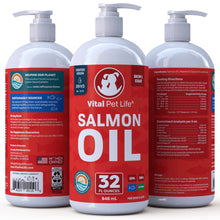 Load image into Gallery viewer, Salmon Oil for Dogs &amp; Cats - Healthy Skin &amp; Coat, Fish Oil, Omega 3 EPA DHA, Liquid Food Supplement for Pets, All Natural, Supports Joint &amp; Bone Health, Natural Allergy &amp; Inflammation Defense, 32 oz
