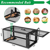 2 Packs Humane Rat Trap Outdoor Mouse Traps Indoor Use, Rodent Chipmunk Traps for Small Live Animal Catch and Release - Black