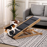 Foldable Wooden Dog Ramp & Pet Stairs - 5-Level Non-Slip Pet Steps for Dogs & Cats, Balanced Indoor/Outdoor Use