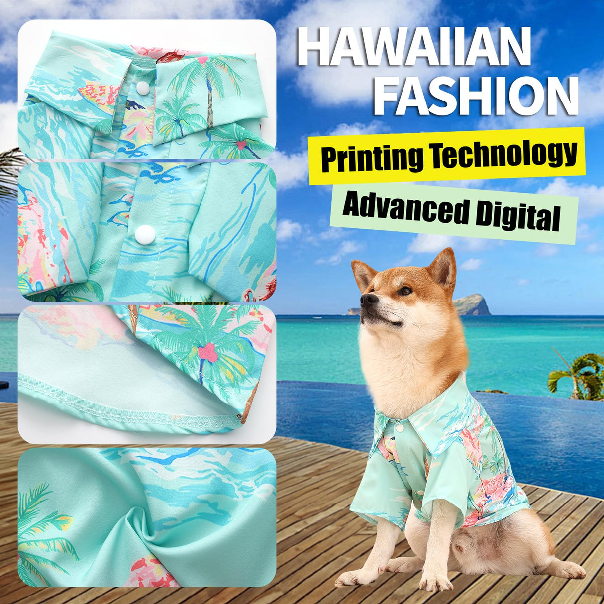YENBOLOI Dog Hawaii Shirts Stylish Hawaiian Themed Pet and Owner Matching Apparel Owner and Pet Shirts are Sold Separately