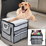 Fhiny Dog Backseat Extender with Storage, 13.4'' x 12'' Collapsible Back Seat Extender for Dogs Pet Front Seat Extend for Car Puppy Car Seat Gap Filler with Pockets for Small & Medium Dogs