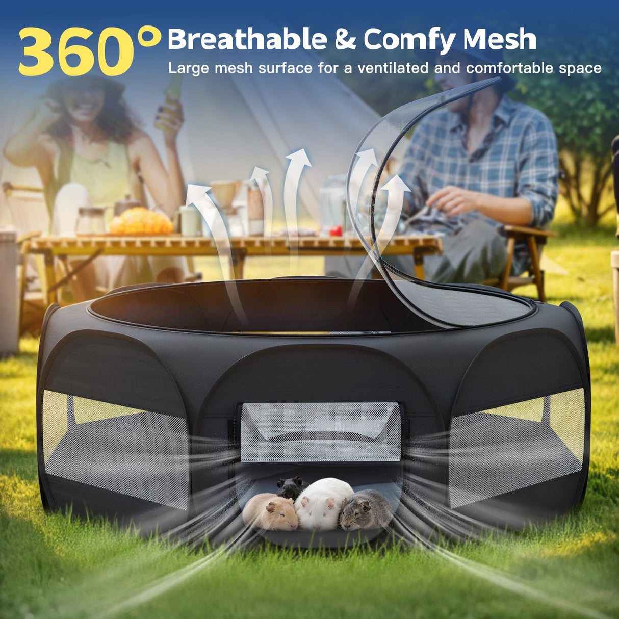 VavoPaw Small Animal Playpen, Chicken Brooder Box with Cover Top, Portable Outdoor Exercise Pet Cage Tent, Waterproof Breathable Pet playpen Indoor for Chick Ktiien Bunny Hamster Guinea Pig, Black