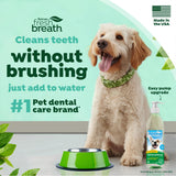 TropiClean Fresh Breath Water Additive for Dogs | Dog Breath Freshener & Teeth Cleaning Solution | No Toothpaste or Toothbrush Required | 16 oz + Pump
