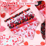 Reginary 72 Packs Valentine's Dog Bandanas Bulk Dog Heart Red Bandanas Valentine Pet Scarf Bibs Triangle Puppy Bibs Adjustable Puppy Scarf for Pet Costume Accessories