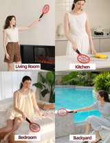 Electric Fly Swatter 2 Pack (Red & Blue), Battery Powered Bug Zapper Racket for Mosquitoes & Flies, Safe Protective Mesh, Indoor & Outdoor Use, Batteries Not Included