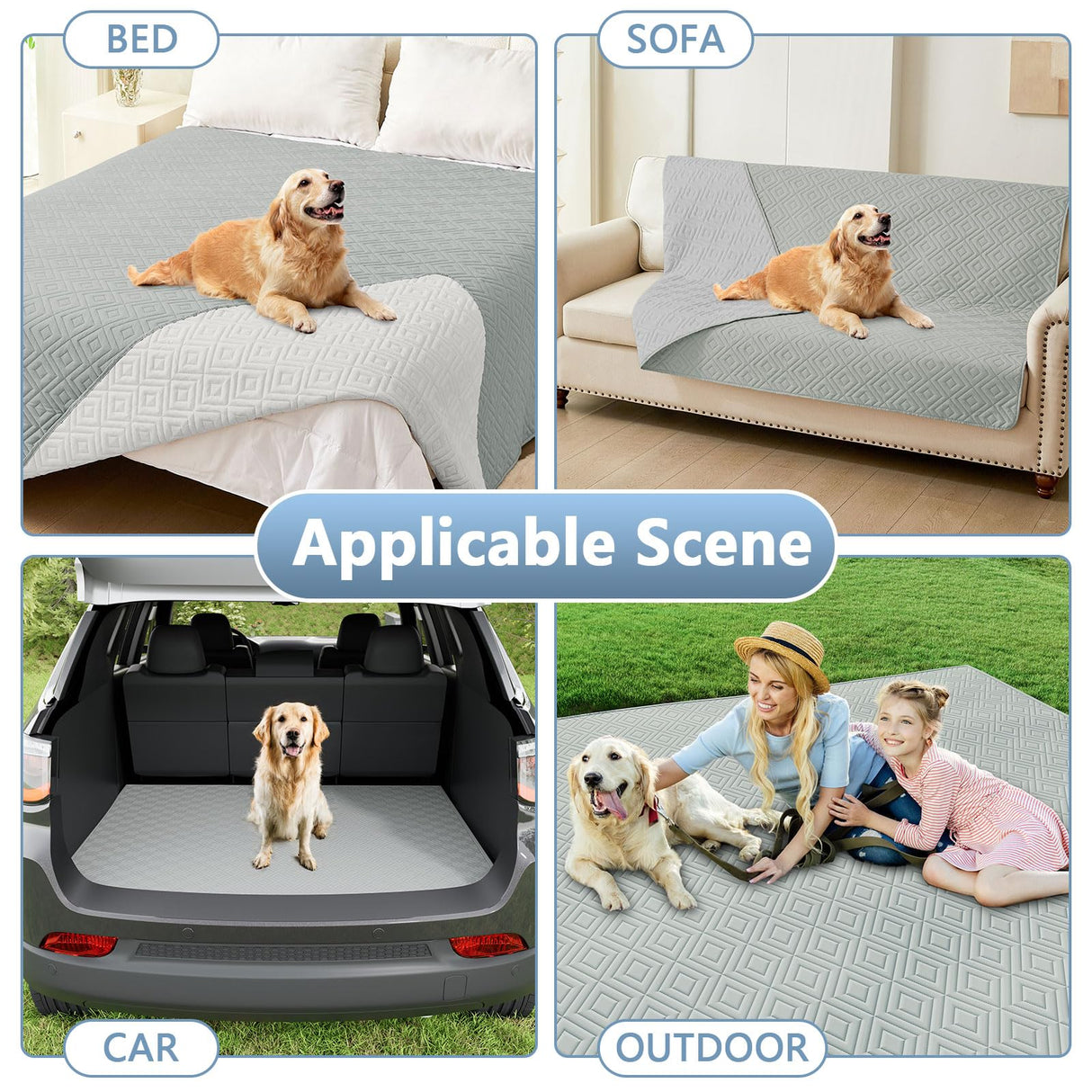 hyha Waterproof Dog Blanket, Soft Pet Bed Blankets, Waterproof Sofa Couch Cover for Dogs Washable, Reversible Pet Couch Covers for Sofa Furniture (30x80 Inch, Grey/Light Grey)