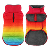 Petglad Dog Winter Coat, Waterproof Dog Jacket with Leash Hole, Reflective Adjustable Pet Snow Vest, Warm Fleece Sweater for Small Medium Large Dogs - Rainbow, S