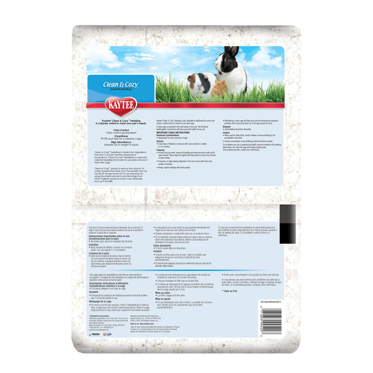 Kaytee Clean & Cozy White Paper Bedding, Made for Small Animals, 85 Liters