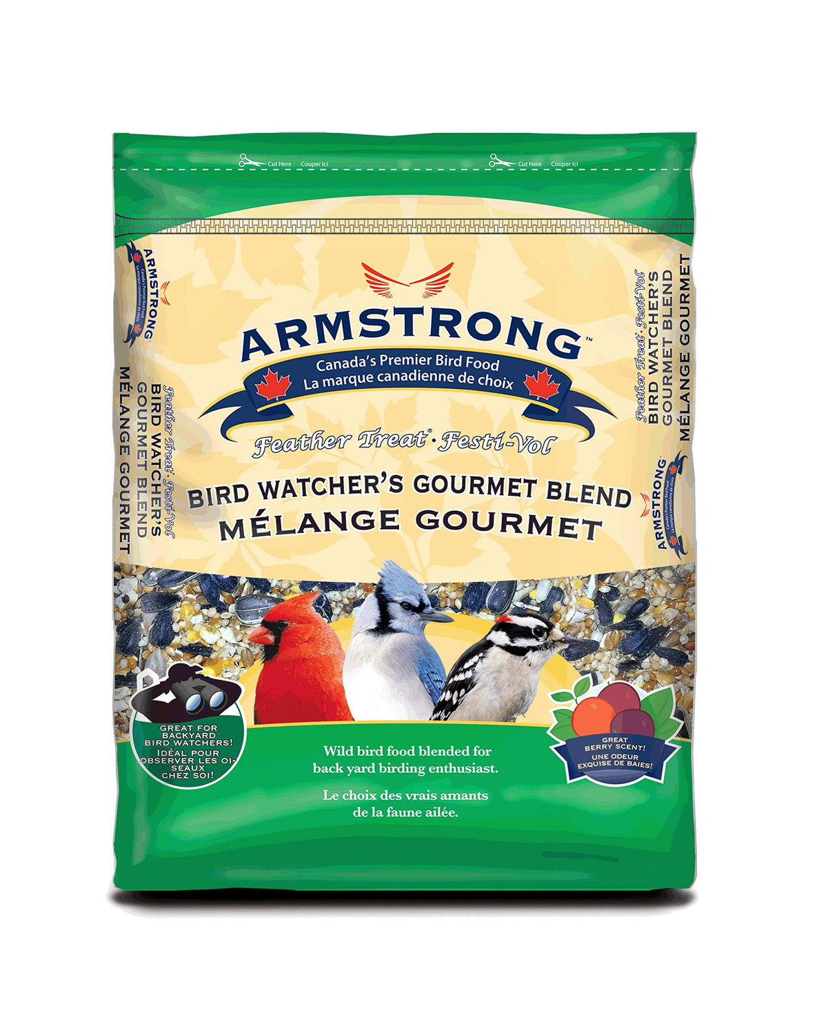 Armstrong Bird Food Gourmet Blend, 33 Pounds - with White & Red Millet, Cut Corn, Wheat, Black Oil Sunflower, Striped Sunflower, Peanuts & Safflower for Blue Jays and Northern Cardinals
