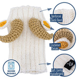 Zoo Snoods Ram Goat Costume - Warm Knit Dog Snood Wrap for Pets, Neck Ear Cover Protection, Halloween Winter (Small)