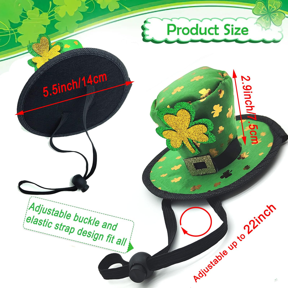 3PCS St. Patrick's Day Pet Costume Dog Top Hat Irish Tuxedo Bandana Green Collar Scarf Shamrock Sunglasses Kit Leprechaun Outfits for Medium Large Dogs Irish Party Lucky Dress Up Accessories