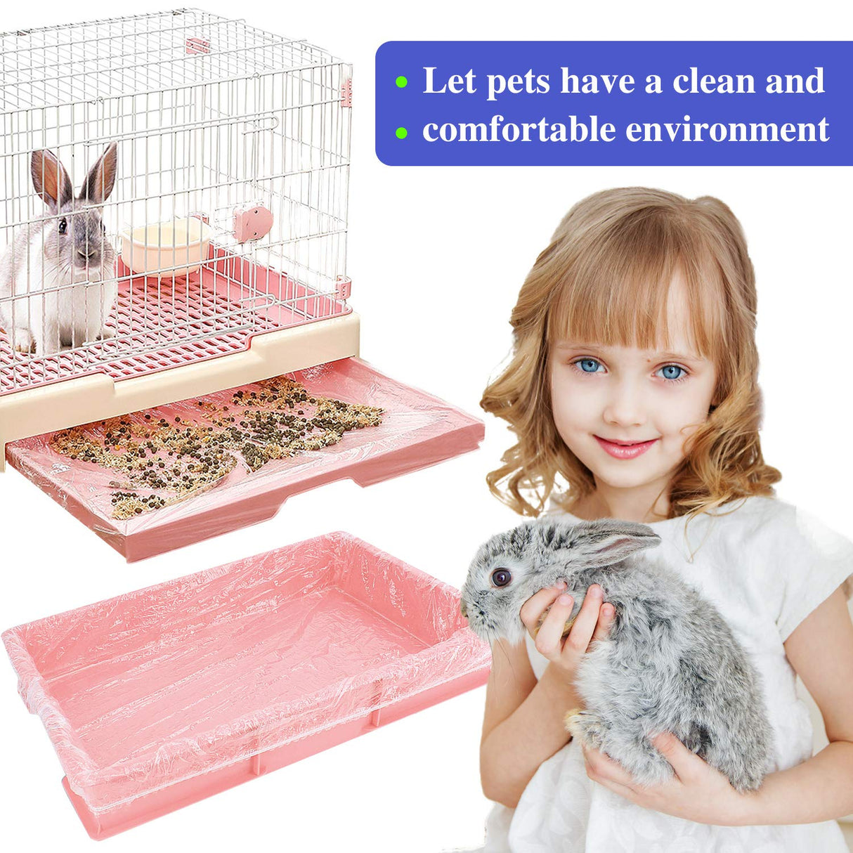 upcessory 50 pcs Disposable Cage Liners, Clear Plastic Rabbit Cage Liner Bag, Universal Toilet Film for Bunny, Hamster, Totoro, Hedgehog, Guinea Pig and Small Animals.