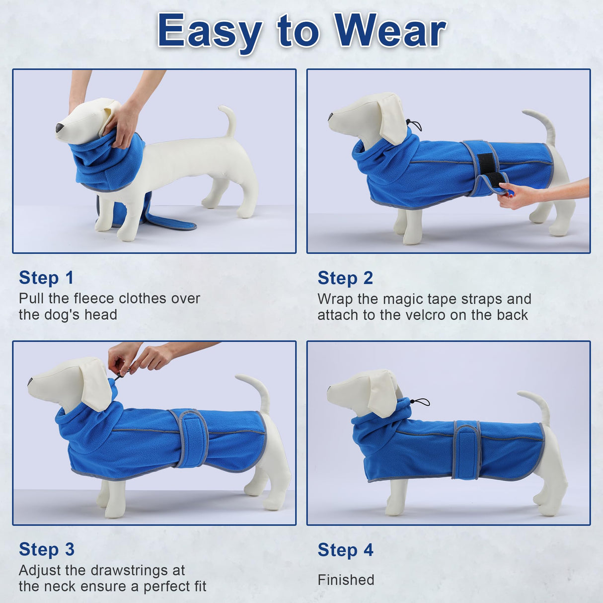 TARFEPA Warm Fleece Dachshund Coats, Dachshund Sweater, Miniature Dachshund Sausage Dog Clothes Jacket, Wiener Corgi Pullover with Adjustable Bands (Light Blue, L)