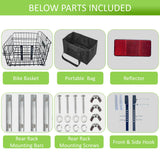 Bike Basket Suit for Front/Rear/Side of Bicycle with Removable Liner Bag, Dog Bike Basket Carrier for Travel, Large Size Basket More Storage, Ebike Accessoriest for Pets, Fruit & Grocery