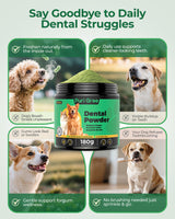 PuriGree Dog Dental Powder, Dog Teeth Natural Cleaning Powder, Dogs Breath Freshener, Enzymes & Probiotic with Plaque and Tartar Off, Pets Tooth Cleaning 180g/6.36 oz